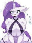  91o42 anthro anthrofied big_breasts breast_squeeze breasts cleavage clothed clothing equid equine female friendship_is_magic hair hasbro hi_res horn huge_breasts mammal my_little_pony purple_hair rarity_(mlp) solo unicorn 