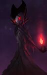 2019 ambiguous_gender animal_humanoid arthropod arthropod_humanoid audience cape cloak clothed clothing detailed_background digital_media_(artwork) digital_painting_(artwork) disembodied_face elemental_manipulation embers empty_eyes fire fire_manipulation fog glowing glowing_eyes grimm_(hollow_knight) group hi_res hollow_knight horn humanoid insect insect_humanoid istrandar light lighting looking_at_viewer magic particles portrait red_eyes skinny solo_focus standing team_cherry 