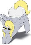  2022 2:3 3:4 angry anthro arched_back blonde_hair butt clothed clothing derpy_hooves_(mlp) diaper diaper_fetish diaper_only digital_media_(artwork) equid equine eyebrows eyelashes feathered_wings feathers female feral flat_colors friendship_is_magic grey_body grey_stripes hair hasbro hi_res hooves horse infantilism inventor_(artist) jack-o&#039;_pose light light_body light_skin long_hair long_tail looking_at_another looking_at_viewer looking_away looking_down looking_up mammal markings mouth_closed my_little_pony pale_body pale_skin pegas piercing pony pose raised_tail rear_view samyrai shadow signature simple_background solo solo_focus stripes tail topless wearing_diaper wings yellow_eyes yellow_tail 