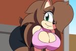  absurd_res anthro big_breasts breasts cleavage clothed clothing curvy_figure eulipotyphlan fan_character female hair hair_over_eye hedgehog hi_res hourglass_figure mammal monica_the_hedgehog one_eye_obstructed sagirlthicc sega solo sonic_the_hedgehog_(series) wide_hips 