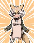  acesrulez animal_ears asymmetrical_legwear black_jacket black_thighhighs blonde_hair blush brown_skirt cardboard_box_gundam choker coyote_(kemono_friends) extra_ears gloves gundam hair_between_eyes jacket kemono_friends kemono_friends_v_project light_brown_hair long_sleeves looking_at_viewer microphone multicolored_hair pleated_skirt sidelocks skirt smile striped striped_thighhighs tail thighhighs two-tone_thighhighs vertical-striped_thighhighs vertical_stripes virtual_youtuber white_choker white_thighhighs wolf_ears wolf_girl wolf_tail yellow_eyes yellow_gloves yellow_thighhighs zettai_ryouiki 