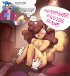  absurd_res anthro avian better_version_at_source bird blush breasts brown_hair canid canine clothing comedy_central dialogue disembodied_hand duo english_text fluffy fluffy_hair fluffy_tail footwear fur genitals gynomorph hair hi_res humor imminent_rape intersex legwear mammal nipples norodoggo penis penny_(sweetbeans99) socks south_park sweetbeans99_shoplifting_comic tail text thought_bubble yellow_body yellow_fur 