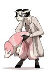  absurd_res anthro balls bathrobe big_balls big_penis black_feet black_nose bovid caprine clothing ears_back eyewear fur genitals glasses hand_on_butt hi_res hooves horn humanoid_genitalia humanoid_penis hyper hyper_genitalia in_full_growth living_penis male mammal ozzymandy penis pink_penis pivoted_ears robe sheep simple_background smile smiling_at_each_other solo white_background white_body white_ears white_fur 