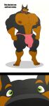  2023 abs absurd_res anthro big_muscles black_body black_fur blake_(juano) brown_body brown_fur canid canine canis claws close-up collar digitigrade dobermann domestic_dog english_text fur green_eyes hi_res huge_biceps huge_muscles huge_pecs juano looking_at_viewer male mammal multicolored_body multicolored_fur muscular muscular_anthro muscular_male muscular_thighs pinscher red_collar shadow simple_background spiked_collar spikes standing text toe_claws two_tone_body two_tone_fur white_background 