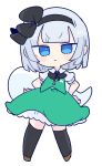  1girl black_bow black_hairband black_leggings blue_eyes bow brown_footwear chibi closed_mouth green_eyes hairband highres konpaku_youmu leggings op_na_yarou short_hair_with_long_locks solo solo_focus touhou white_hair 