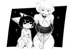  anthro big_breasts big_butt breasts butt buza du_amae duo female hi_res humanoid inktober small_breasts smile thick_thighs wide_hips 