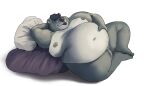  2023 absurd_res anthro bear belly big_belly big_moobs hi_res humanoid_hands lying male mammal moobs navel nipples obese obese_male overweight overweight_male pillow sato_afroleone solo 