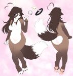  2019 5_fingers absurd_res accessory ahoge anthro big_breasts big_butt big_tail black_fingernails black_toenails blue_eyes blue_pupils breasts brown_body brown_ears brown_fur brown_hair butt choker chubby_anthro chubby_female colored_nails colored_toenails cute_expression cute_fangs digital_media_(artwork) digitigrade domestic_cat eyelashes facial_piercing feet felid feline felis female fingerless_(marking) fingernails fingers fluffy fluffy_tail front_view fur fur_markings glistening glistening_eyes hair heart_(marking) heart_on_body hi_res hindpaw humanoid_hands jewelry lips long_hair mammal markings model_sheet momoko_(yeagar) mulitcolored_fur nails navel necklace nose_piercing nude nude_anthro nude_female open_mouth open_smile paws piercing pink_paws pose pupils ragdoll_cat rear_view simple_background slightly_chubby smile solo tail thick_thighs toeless_(marking) toenails white_body white_fingers white_fur wide_hips yeagar 