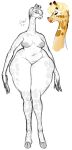  areola blonde_hair breasts colored_sketch eyelashes eyes_closed female geraldine_dubois_de_la_laissard-marafet giraffe giraffid hair hi_res hooves horn lipstick long_legs makeup mammal nude ossicone sketch solo tall unfinished wide_hips ziggxxxagg 