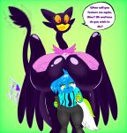 alduin_hearth_(character) anthro avian barnaby_(billie_bust_up) big_breasts billie_bust_up bird blue_body blue_fur boob_hat breast_on_head breasts canid canine canis crazybluedog.exe_(artist) domestic_dog duo female feral fur ghost girly gynomorph heavy_breasts hi_res humanoid husky intersex male male/female mammal nordic_sled_dog owl sparkledog sparkles spirit spitz thick_thighs wide_hips 