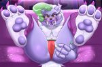  absurd_res animatronic anthro blush breasts canid canine canis chest_tuft clothing colored_nails eyelashes eyeshadow facial_markings feet female five_nights_at_freddy&#039;s five_nights_at_freddy&#039;s:_security_breach genitals green_highlights green_nails hair head_markings hi_res highlights_(coloring) lazier_boi legwear lipstick lying machine makeup mammal markings mostly_nude nails narrowed_eyes navel navel_piercing on_back panties pattern_clothing pattern_legwear pawpads piercing purple_body purple_clothing purple_eyeshadow purple_legwear purple_lipstick purple_nails pussy red_clothing red_panties red_underwear robot roxanne_wolf_(fnaf) scottgames small_breasts solo spread_pussy spreading steel_wool_studios striped_clothing striped_legwear stripes thick_thighs translucent translucent_clothing translucent_panties translucent_underwear tuft underwear white_body white_hair wide_hips wolf yellow_eyes 