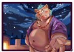  anthro asian_clothing belly blush brown_body brown_fur clothing east_asian_clothing fundoshi fur gouryou hi_res japanese_clothing jewelry lifewonders looking_at_viewer male mammal moobs navel necklace nipples offering_hand one_eye_closed overweight shirtless solo suid suina sus_(pig) tengzai05 tokyo_afterschool_summoners tusks underwear wild_boar wink winking_at_viewer 
