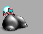  areola beepunz big_breasts black_body breast_expansion breasts ela expansion female huge_breasts humanoid hyper hyper_breasts machine multicolored_body nipples red_body robot robot_humanoid simple_background smile solo visor 