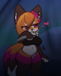  &lt;3 absurd_res anthro bottomless bottomless_female bra bra_only brown_body brown_fur canid canine caramelthegoat clothed clothing eye_through_hair eyebrow_through_hair eyebrows female fox fur gloves_(marking) hair hi_res knife mammal markings orange_body orange_fur orange_hair purple_body purple_eyes purple_fur signature slightly_chubby translucent translucent_hair underwear underwear_only waffles_(caramelthegoat) white_body white_fur 