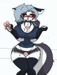  anthro big_breasts blushinf breasts choker cleavage clothed clothing dessert female food goth helluva_boss hi_res ice_cream jewelry loona loona_(helluva_boss) necklace pace-maker small_waist solo thick_thighs wide_hips 