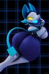  2023 2:3 anthro big_butt biped bottomless breasts butt clothed clothing darkner deltarune felid feline female g30dat geodat64 hi_res huge_butt legwear looking_back machine mammal rear_view robot smile solo tasque_manager topwear undertale_(series) 