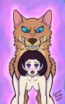  absurd_res ahegao bared_teeth bestiality blue_eyes blush brown_body brown_fur canid canine canis dark_hair domestic_dog duo female feral fur hi_res human insaneproxy_(artist) looking_pleasured male male/female mammal nipples open_mouth purple_eyes simple_background teeth 