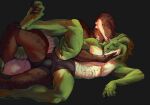  2023 4_toes 5_fingers anthro anthro_on_anthro clothed clothing digital_media_(artwork) feet fingers green_body green_scales lizard male male/male reptile runasolaris scales scalie smile toes 