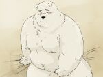  2023 anthro bear belly big_belly black_nose blush hi_res humanoid_hands kemono male mammal moobs nipples overweight overweight_male polar_bear pommn_mn sitting solo ursine 