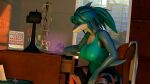  16:9 2023 3d_(artwork) anthro artist_name big_breasts blue_body blue_eyes blue_hair blue_scales breasts calendar claws clothing desk detailed_background digital_media_(artwork) dorsal_fin electric_fan female fin fingers fish furniture gills hair hi_res inside marine multicolored_body multicolored_scales pencil_(object) ponytail scales shark shirt sitting solo source_filmmaker studying table tank_top topwear two_tone_body two_tone_scales viper-desires watermark white_body white_scales widescreen 