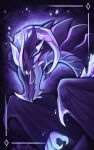  abstract_background ambiguous_gender artist_name dragon feral hi_res kolaa membrane_(anatomy) membranous_wings mouth_closed purple_body purple_ears purple_scales purple_wings scales side_view solo wings 