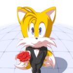  angelauxes anthro black_clothing black_footwear black_shoes black_suit black_tie_(suit) blue_eyes bouquet canid canine clothing cute_expression dipstick_tail floor flower footwear fox fur gloves handwear looking_at_viewer male mammal markings miles_prower nervous_smile plant rose_(flower) sega short_male simple_background smile solo sonic_the_hedgehog_(series) suit suit_and_tie tail tail_markings tile tile_floor wedding white_background white_body white_fur yellow_body yellow_fur young 