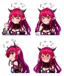  1girl absurdres anger_vein blush breasts cleavage clenched_hands ddolbang demon_horns expressions halo heterochromia highres hololive hololive_english horns irys_(hololive) looking_at_viewer sweatdrop virtual_youtuber 