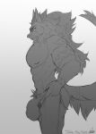  abs absurd_res annoyed anthro arm_tattoo big_bulge big_pecs bottomwear bulge butt canid canine canis clothing hair hi_res jacob_e_torres jockstrap long_hair looking_down male mammal mane meme meme_clothing muscular muscular_male nipples pants pecs scar solo tattoo tight_pants_(meme) tonkotsu_spicy_noodle underbite underwear wolf 