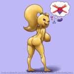  1:1 activision ambiguous_gender anthro big_breasts bodily_fluids breasts butt canid canine dragon drooling eggplant emoji emoji_slut food fruit grimdark hi_res humanoid looking_at_viewer mammal nipples plant saliva side_boob smile smudge_proof solo spyro spyro_the_dragon tail teeth thick_thighs thought_bubble 