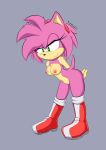  2021 absurd_res amy_rose anthro boots boots_only breasts clothing eulipotyphlan female footwear footwear_only frost_norde genitals hedgehog hi_res looking_down mammal mostly_nude navel nipples pussy sega solo sonic_the_hedgehog_(series) 