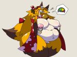  2020 anthro areola armwear bead_collar bell bell_collar belly big_belly big_breasts big_hair biped blonde_hair blush blush_lines breasts brown_body brown_ears brown_fur brown_hair brown_tail canid canine clothing clothing_markings collar female fox fox_(hage) fur green_eyes hage hair headgear headwear hi_res highlights_(coloring) huge_breasts huge_hips huge_thighs long_hair mammal markings multicolored_body multicolored_clothing multicolored_ears multicolored_fur multicolored_hair navel nipple_piercing nipples overweight piercing pink_areola red_clothing slightly_chubby solo tail tail_markings tail_wear thick_thighs topwear two_tone_body two_tone_clothing two_tone_ears two_tone_fur two_tone_hair two_tone_tail white_body white_clothing white_ears white_fur yellow_body yellow_clothing yellow_fur yellow_tail 