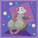  &lt;3 1990s american_opossum animated anthro blush bouncing bouncing_butt butt cirrus claws feet fur grey_body grey_fur male mammal marsupial plantigrade raised_tail rear_view solo tail u4e whiskers 
