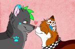  &lt;3 2012 aliasing ambiguous_gender blue_body blue_fur blue_inner_ear bluekyokitty brown_body brown_eyes brown_fur canid canine canis checkered_kerchief checkered_neckerchief digital_drawing_(artwork) digital_media_(artwork) domestic_dog duo eye_contact feral flat_colors footprint fur green_body green_fur grey_body grey_fur grey_nose hair hair_over_eye head_tuft herding_dog husky looking_at_another low_res mammal markings mixed_breed narrowed_eyes neckerchief nordic_sled_dog one_ear_up one_eye_obstructed pastoral_dog pattern_kerchief pattern_neckerchief pawprint pawprint_(marking) pawprint_marking pink_background pink_inner_ear pink_nose romantic romantic_couple sebdoggo simple_background smile spitz spotted_ears tuft welsh_corgi white_body white_fur wolf 