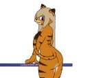  animated anthro blonde_hair blue_eyes breasts catsockjus felid female fur furniture hair lily_(catsockjus) long_hair mammal multicolored_body multicolored_fur orange_body orange_fur pantherine smile smiling_at_viewer solo striped_body stripes swaying_hips table tail tail_motion tiger two_tone_body two_tone_fur 