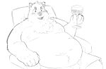  2023 absurd_res anthro bear belly big_belly blush clothing en_1_9 hi_res kemono male mammal moobs navel nipples overweight overweight_male sitting solo underwear 