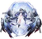  1girl azur_lane black_coat black_footwear black_hair black_panties blue_hair breasts chyan cleavage_cutout clothing_cutout coat colored_inner_hair copyright_name dress full_body halo highres large_breasts long_hair long_sleeves looking_at_viewer mask mouth_mask multicolored_hair off_shoulder official_art panties platform_footwear red_eyes rigging see-through see-through_dress short_dress solo thighs transparent_background underboob underwear west_virginia_(azur_lane) west_virginia_(retrofit)_(azur_lane) white_dress 