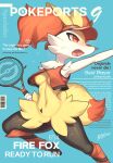  absurd_res anthro areola biped braixen breasts clothing fangs female fur generation_6_pokemon genitals hi_res inner_ear_fluff medium_breasts nintendo nipples open_mouth pokemon pokemon_(species) pussy red_eyes solo teeth tennis_racket text tuft yellow_body yellow_fur zinfyu 