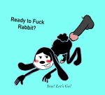  absurd_res anthro ass_up bedroom_eyes begging_for_sex black_body black_fur blush disembodied_penis disney excited_for_sex floor_sex fur genitals gesture grin hi_res lagomorph leporid male male/male mammal narrowed_eyes negafelix oswald_the_lucky_rabbit penis rabbit seductive smile solo suggestive suggestive_dialogue suggestive_gesture suggestive_look suggestive_pose text 