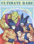  4boys :d ^_^ antennae arm_around_shoulder belt biceps black_belt black_hair black_nails black_wristband blue_cape blush buttons cape closed_eyes closed_mouth collarbone colored_sclera colored_skin commentary_request double-breasted dougi dragon_ball dragon_ball_super dragon_ball_super_super_hero fang fingernails gamma_1 gamma_2 green_skin grey_skin grin hand_on_another&#039;s_shoulder hand_up highres jacket koukyouji long_sleeves looking_at_viewer male_focus multiple_boys muscular muscular_male namekian notice_lines one_eye_closed open_mouth pants pectorals piccolo pointy_ears red_cape red_sash round_teeth sash sleeve_cuffs smile son_gohan spiked_hair teeth tongue w wide-eyed wristband yellow_jacket yellow_pants yellow_sclera 