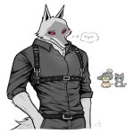  anthro black_clothing black_sclera canid canine canis clothing death_(puss_in_boots) dreamworks fur grey_body grey_fur group hi_res kitty_softpaws male mammal patto_pib puss_in_boots_(dreamworks) puss_in_boots_(film) puss_in_boots_the_last_wish red_eyes shirt simple_background tight_clothing topwear trio wolf 