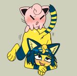  animal_crossing ankha_(animal_crossing) anthro big_butt butt domestic_cat duo felid feline felis female female/female feral generation_1_pokemon gynomorph hi_res intersex jigglypuff mammal nintendo pokemon pokemon_(species) size_difference small_dom_big_sub unknown_artist 