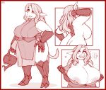  2023 anthro areola big_breasts biped bodily_fluids breasts digital_media_(artwork) female hair hooves huge_breasts iriedono long_hair mammal nipples smile solo standing suid suina sus_(pig) sweat sweaty_breasts tusks watering_can wild_boar 