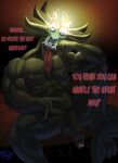  aku balls black_body demon english_text erection foreskin genitals hi_res humanoid male muscular muscular_male nipples nude penis samurai_jack simple_background solo text tush vein veiny_arms veiny_penis 