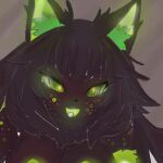  anthro bat brown_body brown_fur brown_hair brown_skin female fur glowing glowing_eyes glowing_nipples gootraxian green_eyes green_nipples hair hi_res humanoid kaiju_paradise mammal neck_tuft nipples open_mouth sanokiro solo tuft witchbrew_(kaiju_paradise) 