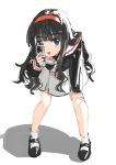  1girl absurdres ankle_socks black_hair blue_eyes blunt_bangs camcorder cardcaptor_sakura curly_hair daidouji_tomoyo hairband hand_on_own_knee highres holding_camcorder leaning_forward long_hair long_sleeves looking_at_viewer mano_eglu mary_janes open_mouth school_uniform serafuku shadow shoes socks solo tomoeda_elementary_school_uniform video_camera wavy_hair white_background white_socks 