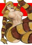  absurd_res anthro big_breasts breasts cobra eyewear featureless_breasts female fora glasses glistening glistening_body hi_res lbt9000 non-mammal_breasts nude reptile round_glasses scales scalie simple_background snake snake_hood solo tail thick_thighs yellow_body yellow_scales 