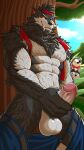  2023 abs anthro balls bear being_watched belt biceps biped bottomwear canid canine canis clothed clothing cloud day digital_media_(artwork) dingding_(artist) dire_(fortnite) epic_games erection eyebrows foreskin fortnite fur genitals glans grey_body grey_fur group hi_res humanoid_genitalia humanoid_penis looking_at_another male male/male mammal masturbation muscular muscular_anthro muscular_male navel no_underwear open_bottomwear open_clothing open_pants pants pecs penile penile_masturbation penis plant polar_bear polar_patroller pubes retracted_foreskin sharp_teeth sky smile solo_focus standing teeth tree trio ursine vein veiny_penis wendell_(fortnite) were werecanid werecanine werewolf wolf 