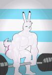  abs animated anthro arctic_hare barbell bulge bulletfang clothed clothing hare jockstrap jockstrap_only lagomorph leporid male mammal muscular muscular_anthro muscular_male nipples solo topless underwear underwear_only 