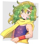  1girl cape earrings final_fantasy final_fantasy_iv green_eyes green_hair hair_ornament jewelry long_hair looking_at_viewer naekam open_mouth rydia_(ff4) solo star_(sky) star_(symbol) star_earrings 