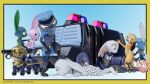 3d_(artwork) absurd_res amputee anal anthro blender_(software) car chastity_cage chastity_device clothing collar comorito digital_media_(artwork) disability disney female group hi_res judy_hopps lagomorph latex leporid mammal metal_chastity_cage metal_collar petplay police_badge police_car police_hat police_officer police_uniform quadruple_amputee rabbit roleplay rubber_clothing rubber_suit uniform vehicle zootopia 